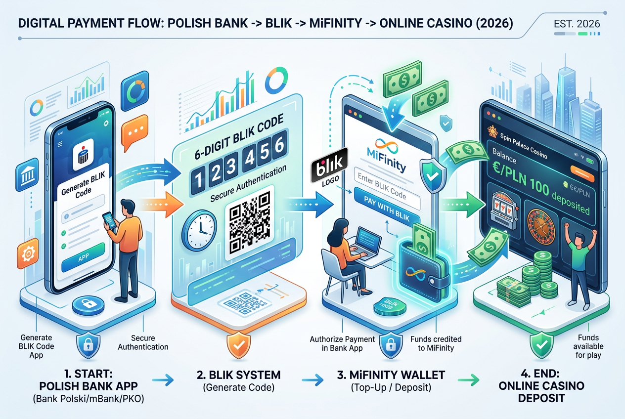 Diagram showing payment flow via MiFinity